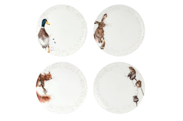 Набор тарелок обеденных Royal Worcester Забавная фауна 27 см, 4 шт, фарфор костяной