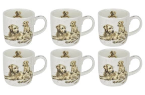 Набор кружек Royal Worcester Забавная фауна Преданный лабрадор 310 мл, 6 шт, фарфор костяной