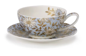 Чашка чайная с блюдцем Dunoon Аква 250 мл, фарфор костяной