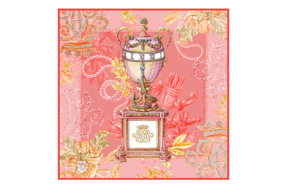 Платок сувенирный МД Нины Ручкиной Фаберже яйцо-часы герцогини Мальборо, шелк, ручная подшивка