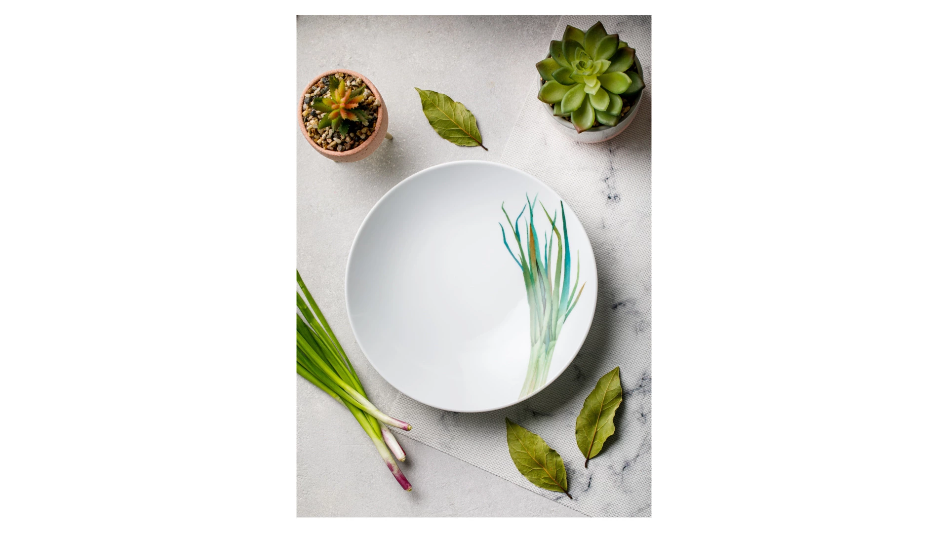 Тарелка для пасты Noritake Овощной букет Зеленый лук 23 см, фарфор