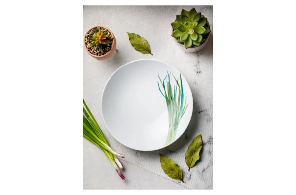 Тарелка для пасты Noritake Овощной букет Зеленый лук 23 см, фарфор