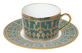Чашка чайная с блюдцем Haviland Тиара, павлиний глаз 16,5см, золотой декор