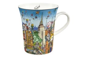 Кружка Goebel Fazzino Бабочки над NY, фарфор твердый