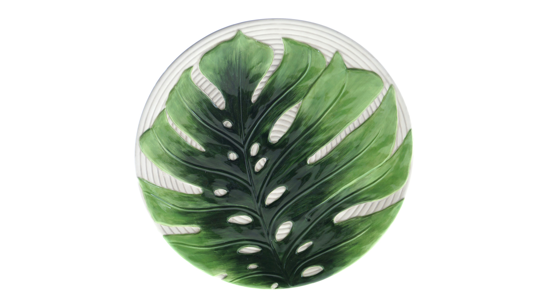 Блюдо сервировочное 3D Certified Int. Пальмовые листья 33 см, керамика, рельеф