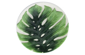 Блюдо сервировочное 3D Certified Int. Пальмовые листья 33 см, керамика, рельеф