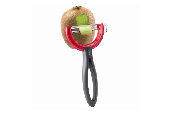 Овощечистка с поворотным лезвием с зубчиками MoHa REVERSO FRUIT, красная