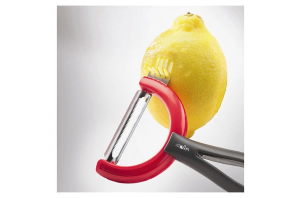 Овощечистка с поворотным лезвием с зубчиками MoHa REVERSO FRUIT, красная