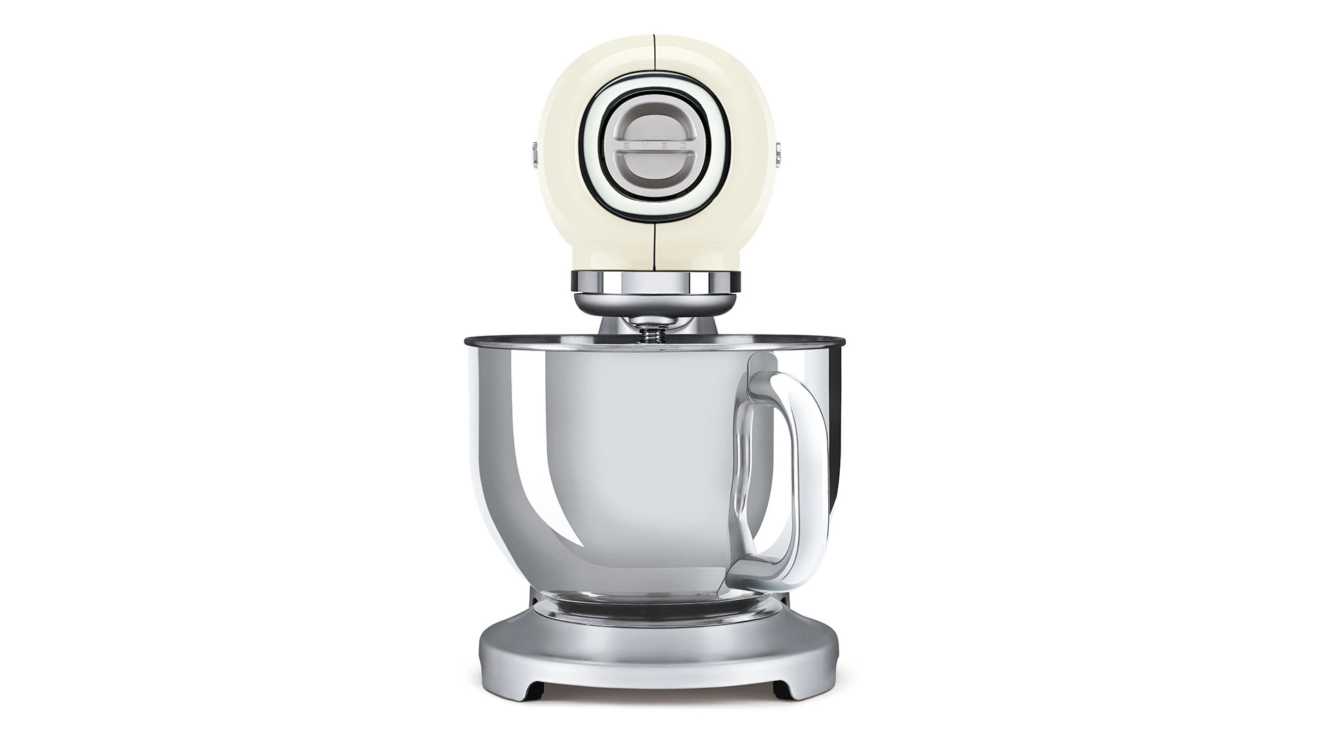 Миксер планетарный SMEG SMF02CREU, 800 Вт, чаша стальная 4,8л, 3 насадки, алюминий литой, кремовый