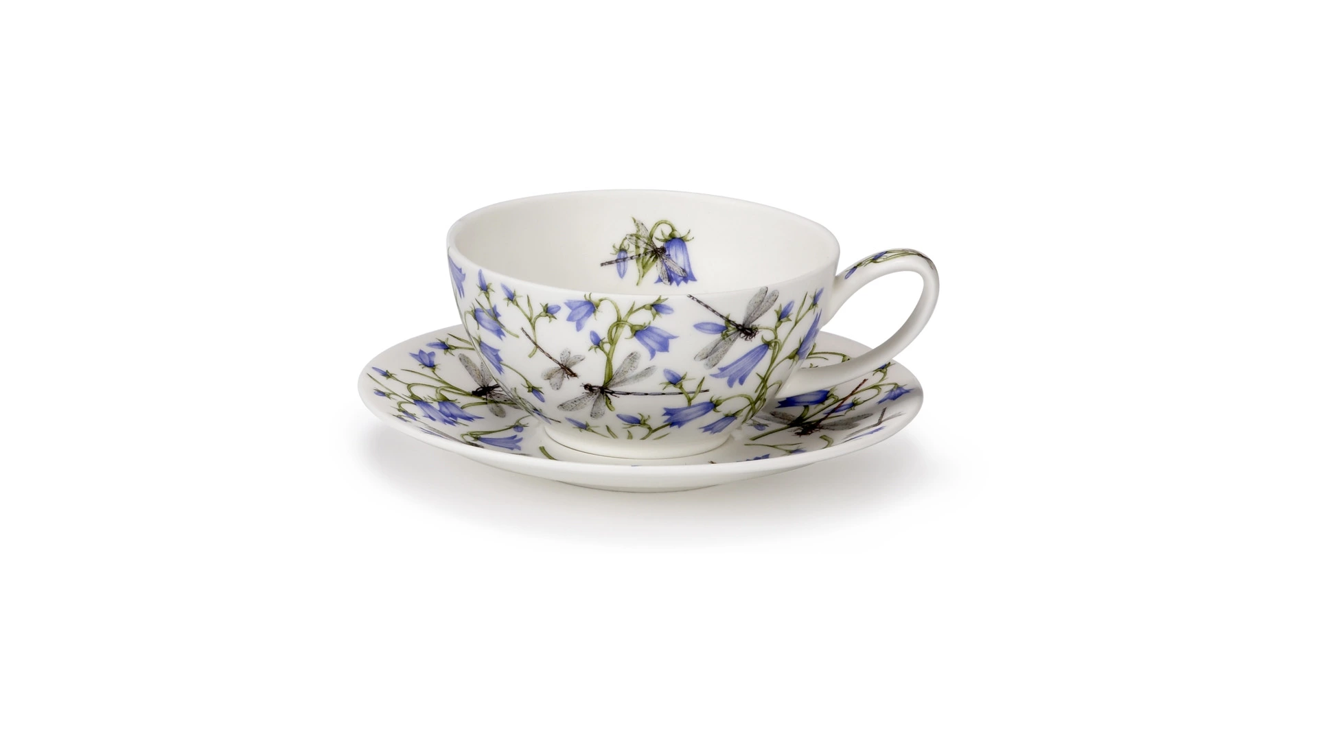 Чашка чайная с блюдцем Dunoon Колокольчики 250 мл, фарфор костяной