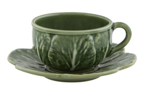 Чашка чайная с блюдцем Bordallo Pinheiro Капуста 300 мл, керамика