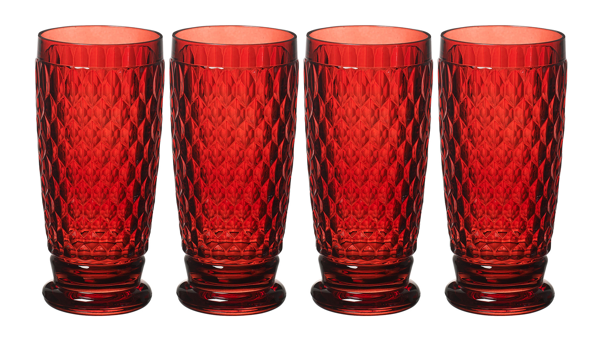 Набор из 4 стаканов для воды Villeroy&Boch Boston coloured 400 мл, красный, хрусталь