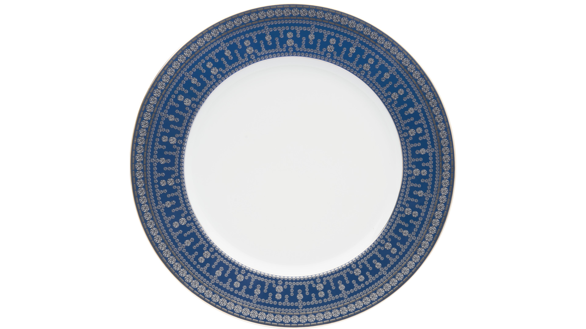 Тарелка обеденная Haviland Тиара, прусская бирюза 28 см, платиновый декор