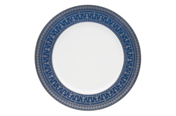 Тарелка обеденная Haviland Тиара, прусская бирюза 28 см, платиновый декор