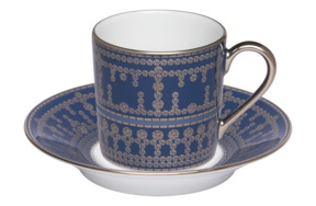 Чашка кофейная с блюдцем Haviland "Тиара, прусская бирюза" 90мл (платиновый декор)