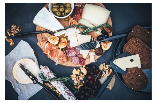 Набор ножей для твердого и полутвердого сыра Boska Монако+ 28 см, 3 шт, чёрный, в кожаном чехле