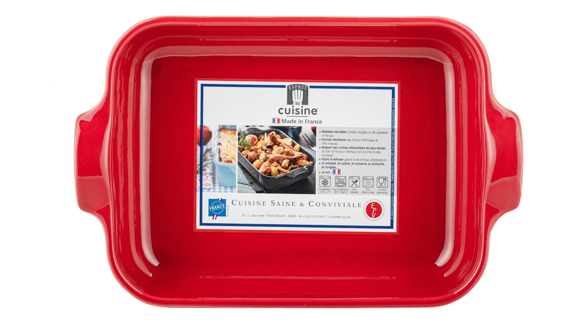 Форма для запекания прямоугольная Esprit de cuisine 25x17 см, 1,1 л, керамика, малиновая