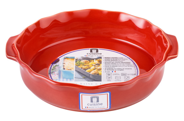 Форма для запекания круглая Esprit de cuisine Festonne d22,5 см, 1,2 л, ручки, вишневая