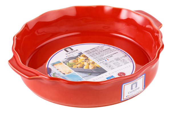 Форма для запекания круглая Esprit de cuisine Festonne d22,5 см, 1,2 л, ручки, вишневая