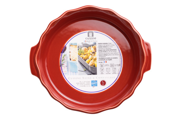 Форма для запекания круглая Esprit de cuisine Festonne d22,5 см, 1,2 л, ручки, вишневая