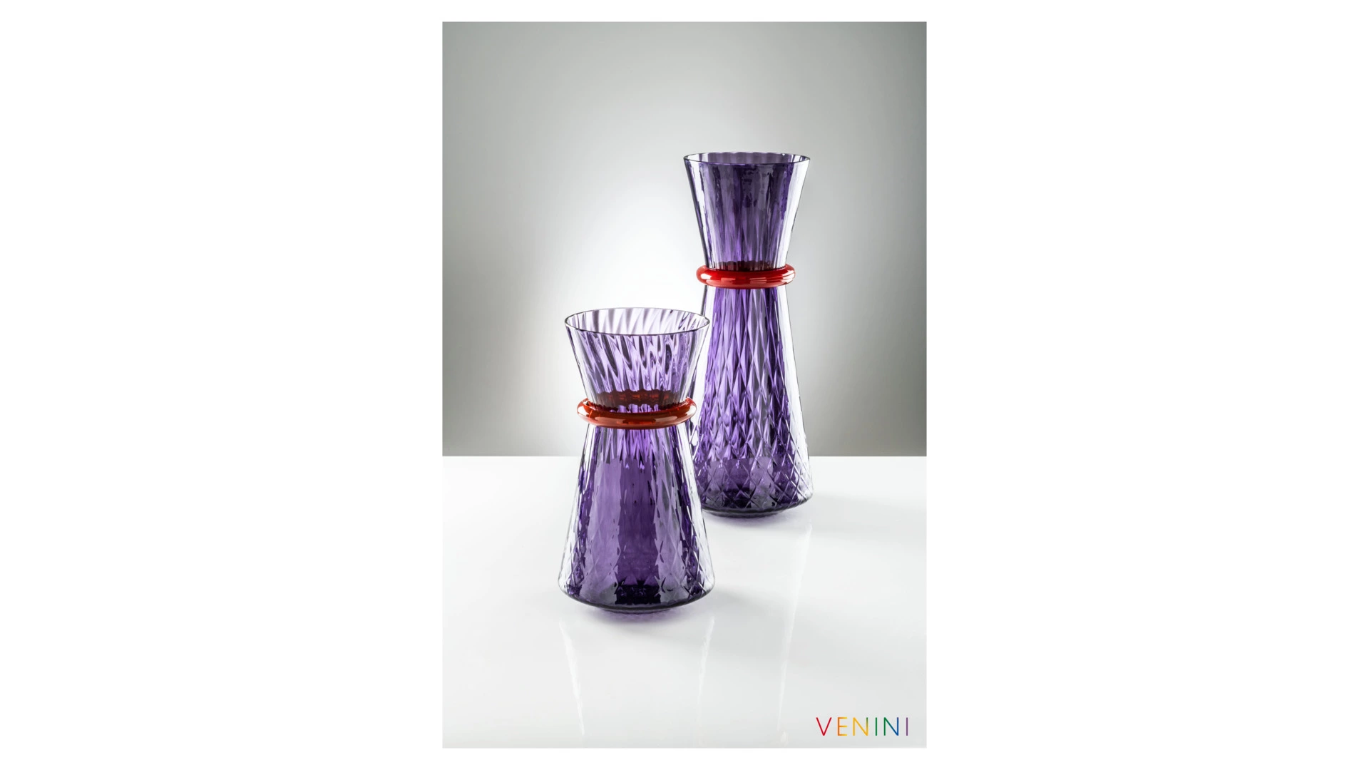 Ваза Venini Тиара 32х18см (Франческо Луккезе), 2018г (индиго, оранжевый декор)