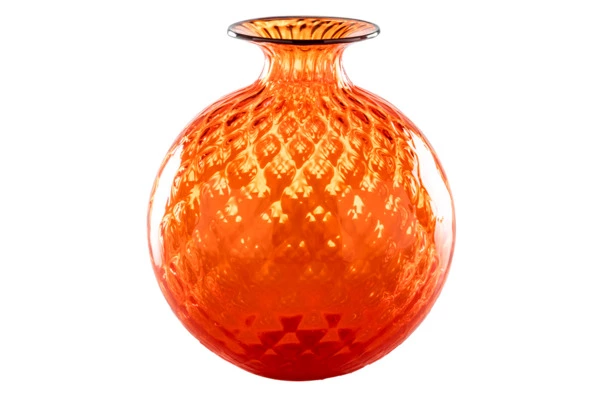 Ваза Venini Монофиори Баллотон 24,5х21,5см (оранжевая, окантовка индиго)