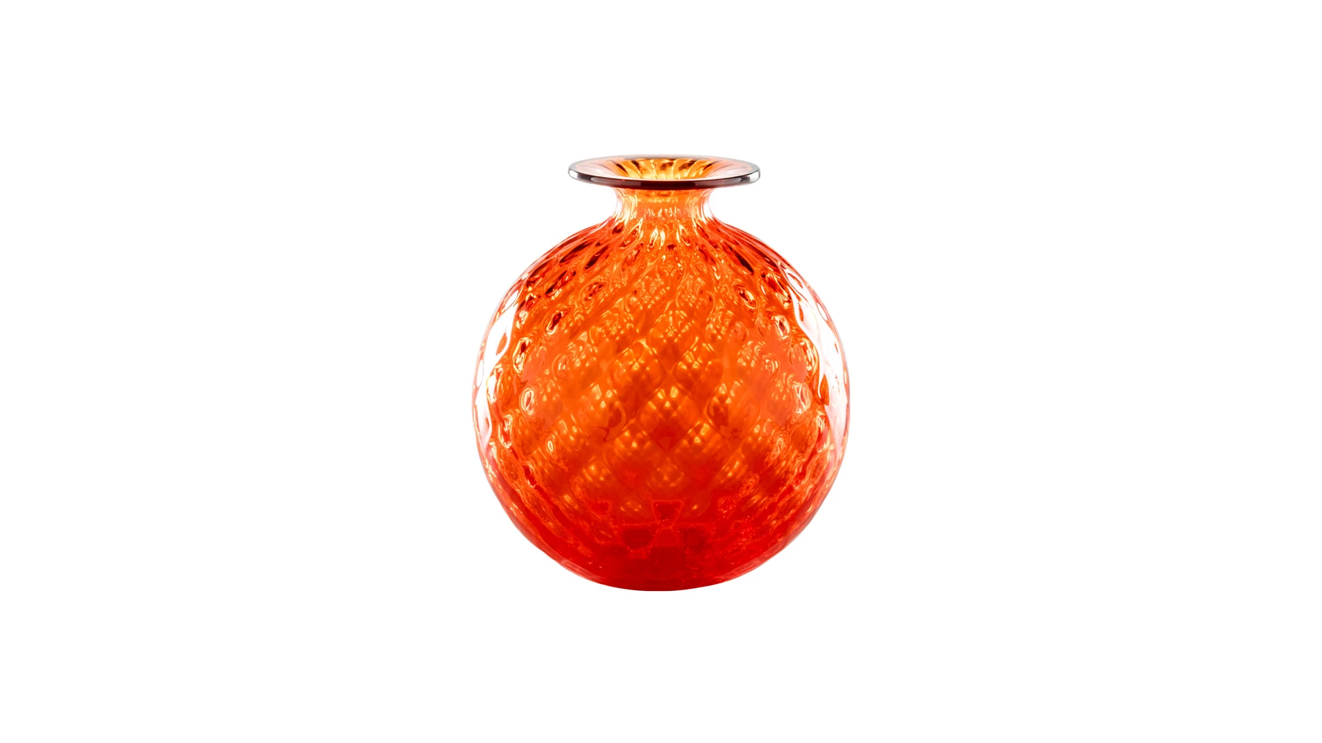 Ваза Venini Монофиори Баллотон 16,5х14см (оранжевая, окантовка индиго)