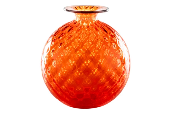 Ваза Venini Монофиори Баллотон 16,5х14см (оранжевая, окантовка индиго)