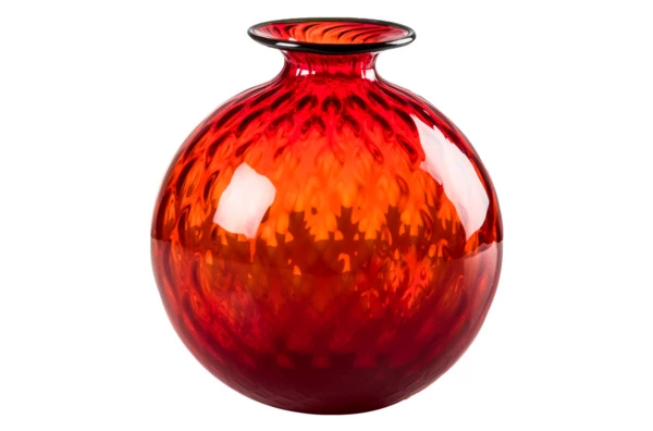 Ваза Venini Монофиори Баллотон 20,5х18см (красная, окантовка зеленое яблоко)