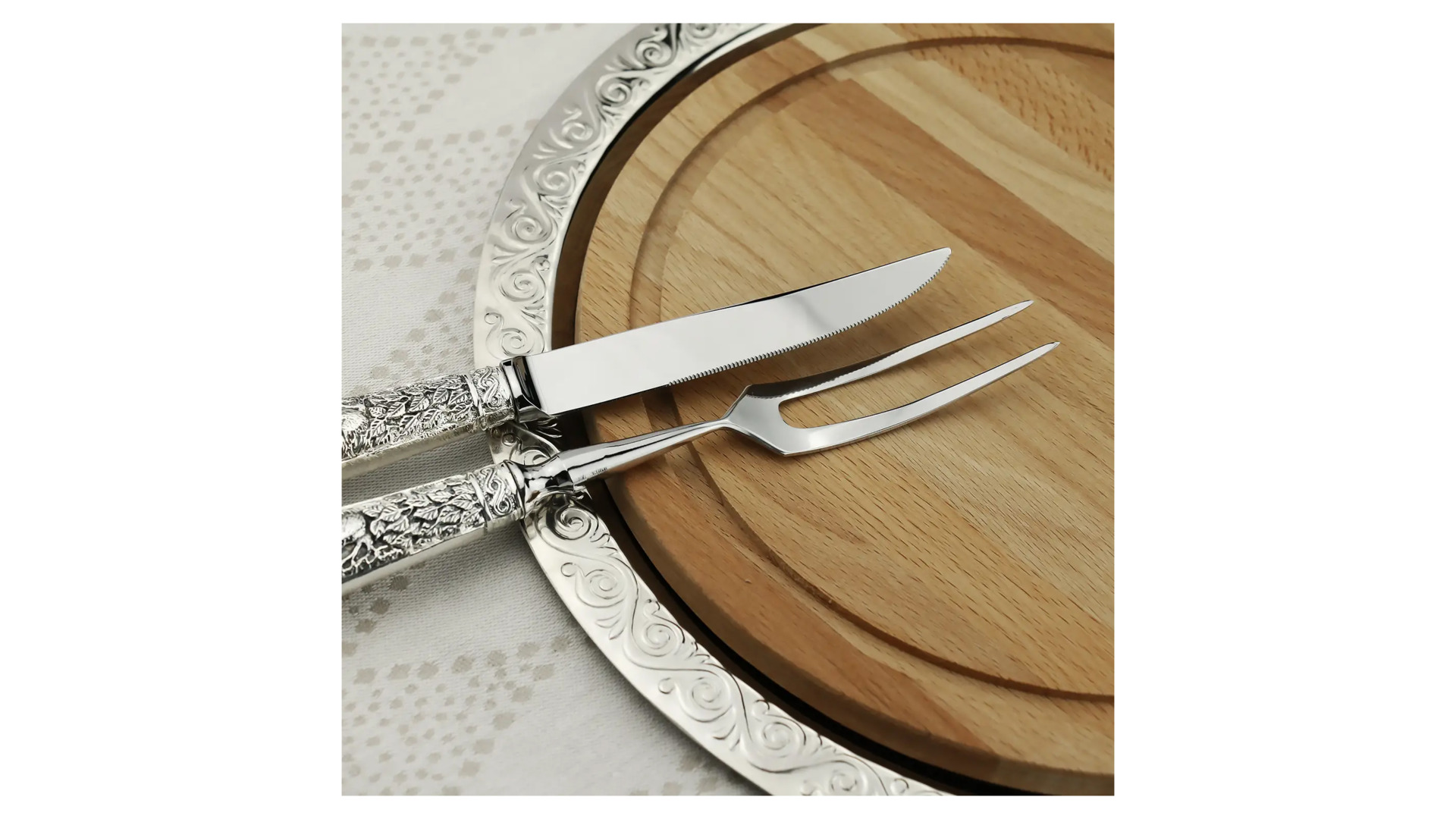 Набор из вилки и ножа для мяса в футляре Кольчугинский мельхиор, латунь
