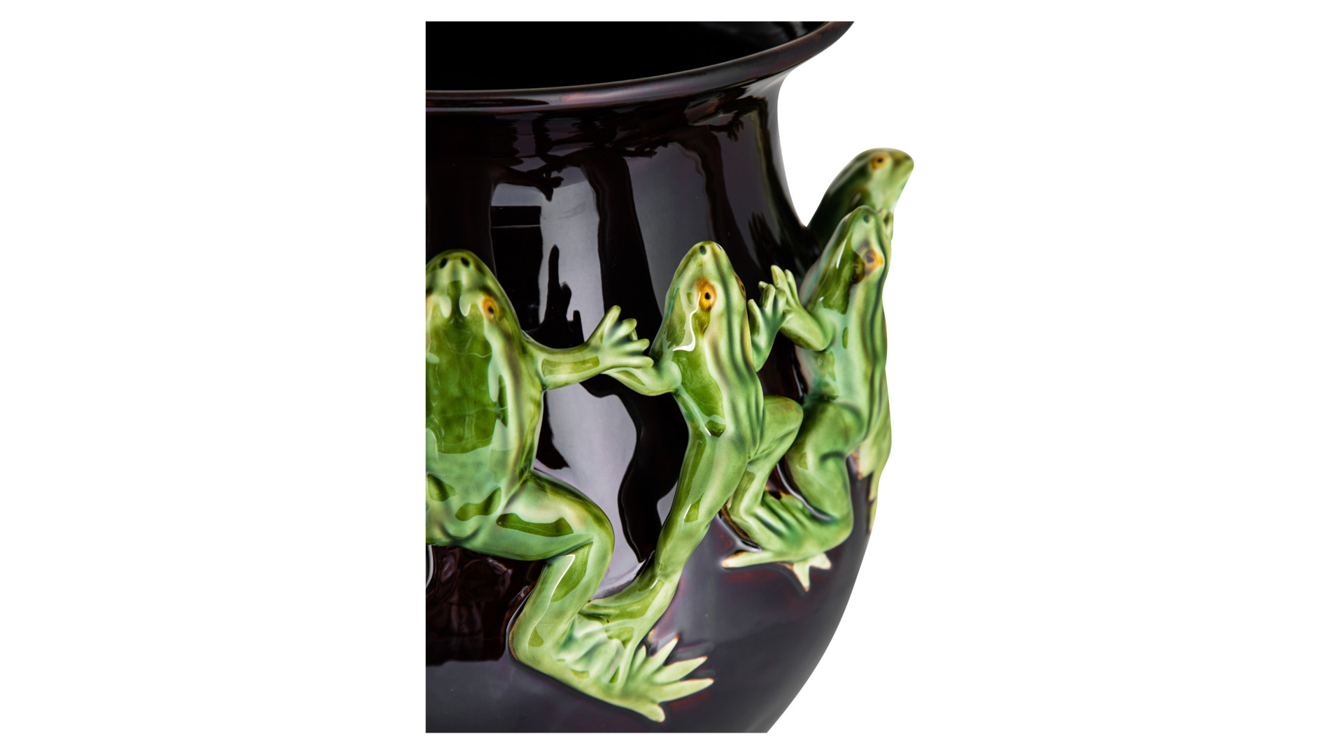 Ваза Bordallo Pinheiro Танцующие лягушки 25х28,5 см, керамика, черная