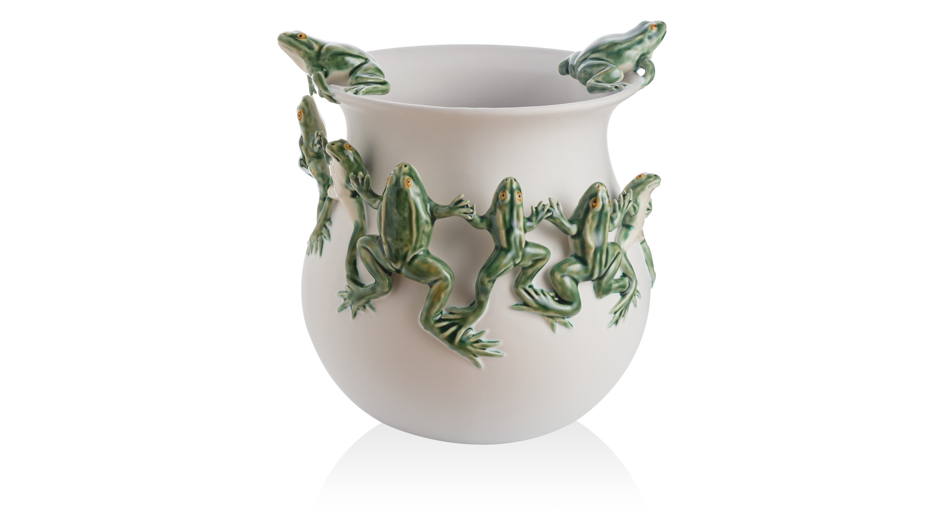 Ваза Bordallo Pinheiro Танцующие лягушки 25х28,5 см, керамика, белая