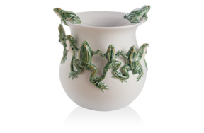 Ваза Bordallo Pinheiro Танцующие лягушки 25х28,5 см, керамика, белая