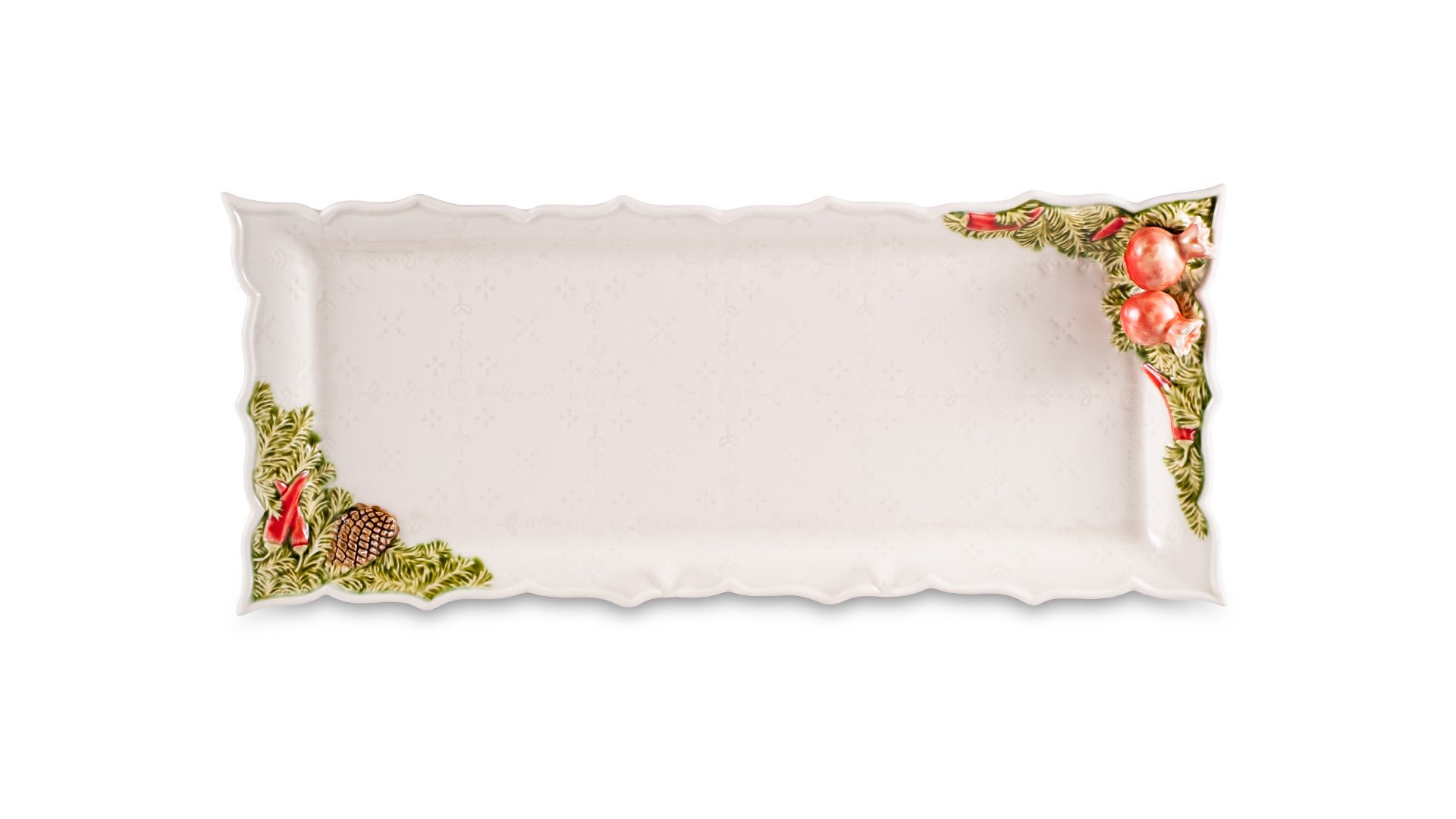 Блюдо сервировочное прямоугольное Bordallo Pinheiro Рождественская гирлянда 18,5х43 см, керамика