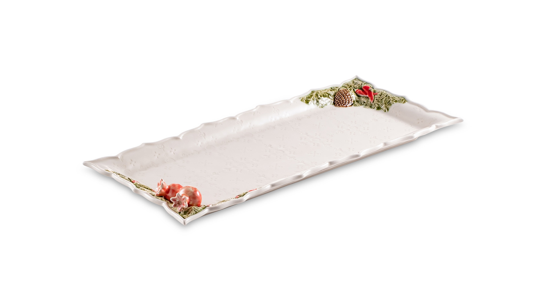 Блюдо сервировочное прямоугольное Bordallo Pinheiro Рождественская гирлянда 18,5х43 см, керамика