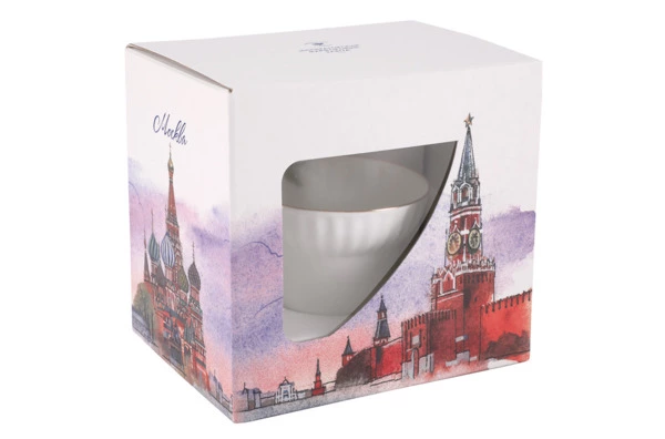 Чашка кофейная с блюдцем ИФЗ Золотой кантик Волна 165 мл, фарфор костяной