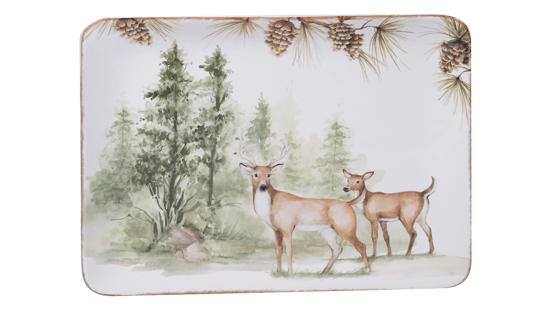 Блюдо прямоугольное Certified Int. Заповедный лес 41х30 см, керамика
