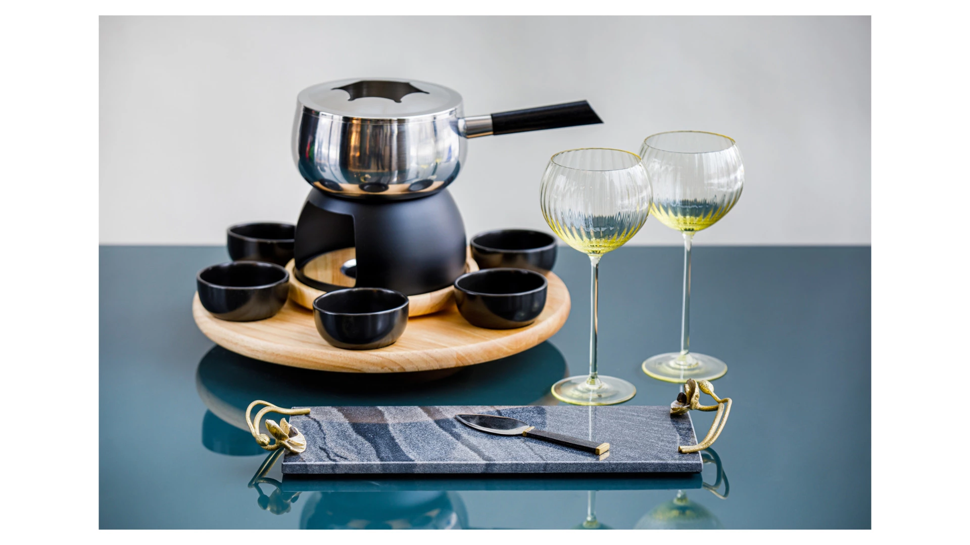 Доска для сыра с ножом Michael Aram Анемоны 44х15 см, мрамор