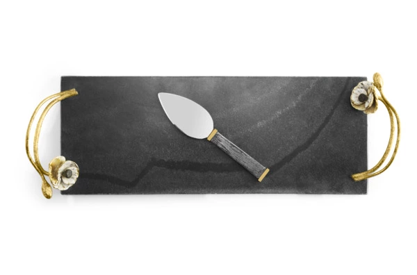 Доска для сыра с ножом Michael Aram Анемоны 44х15 см, мрамор