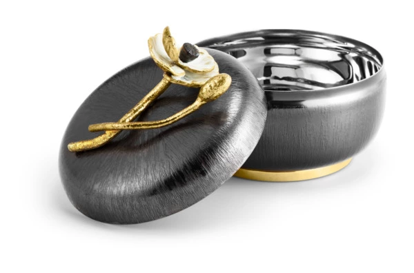 Чаша для конфет с крышкой Michael Aram Анемоны 10 см, сталь нержавеющая