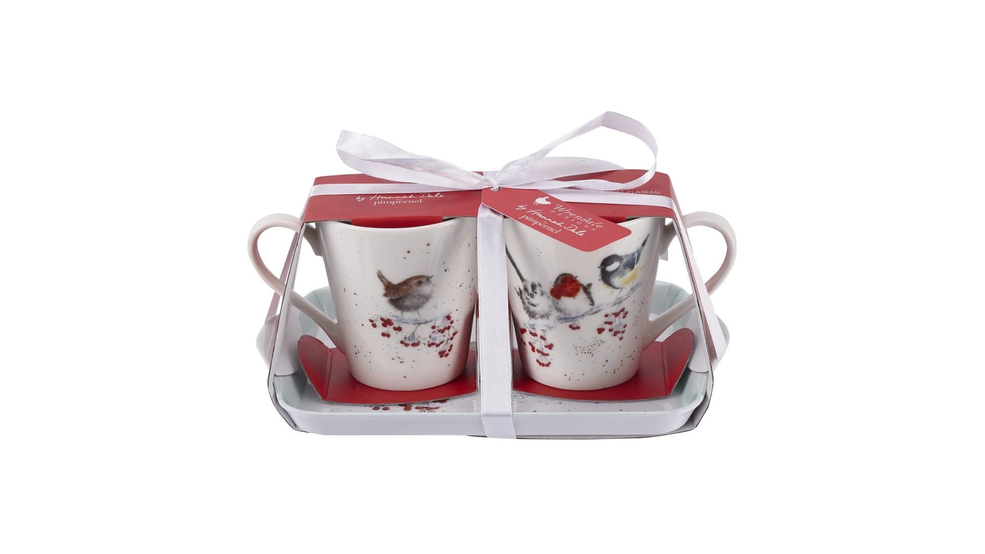 Набор из 2 кружек 180 мл на подносе Pimpernel Забавная фауна Зимний день 20х18 см, 180 мл, 2 шт