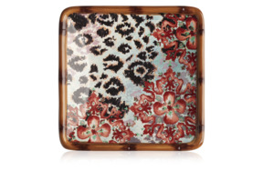 Тарелка пирожковая квадрат. Certified Int. Экзотические джунгли 15 см, керамика, светлый фон