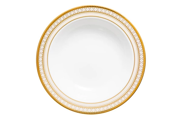 Чаша для десерта Noritake Трефолио, золотой кант 15,5 см, фарфор костяной