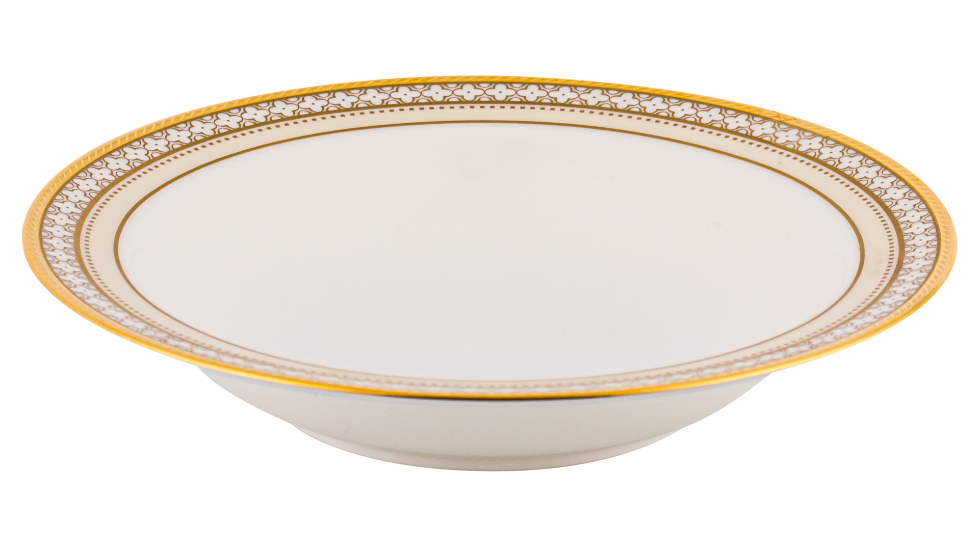 Чаша для десерта Noritake Трефолио, золотой кант 15,5 см, фарфор костяной