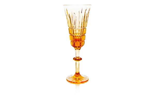 Набор бокалов для шампанского ГХЗ Лилия Медовый спас 220 мл, хрусталь, янтарный
