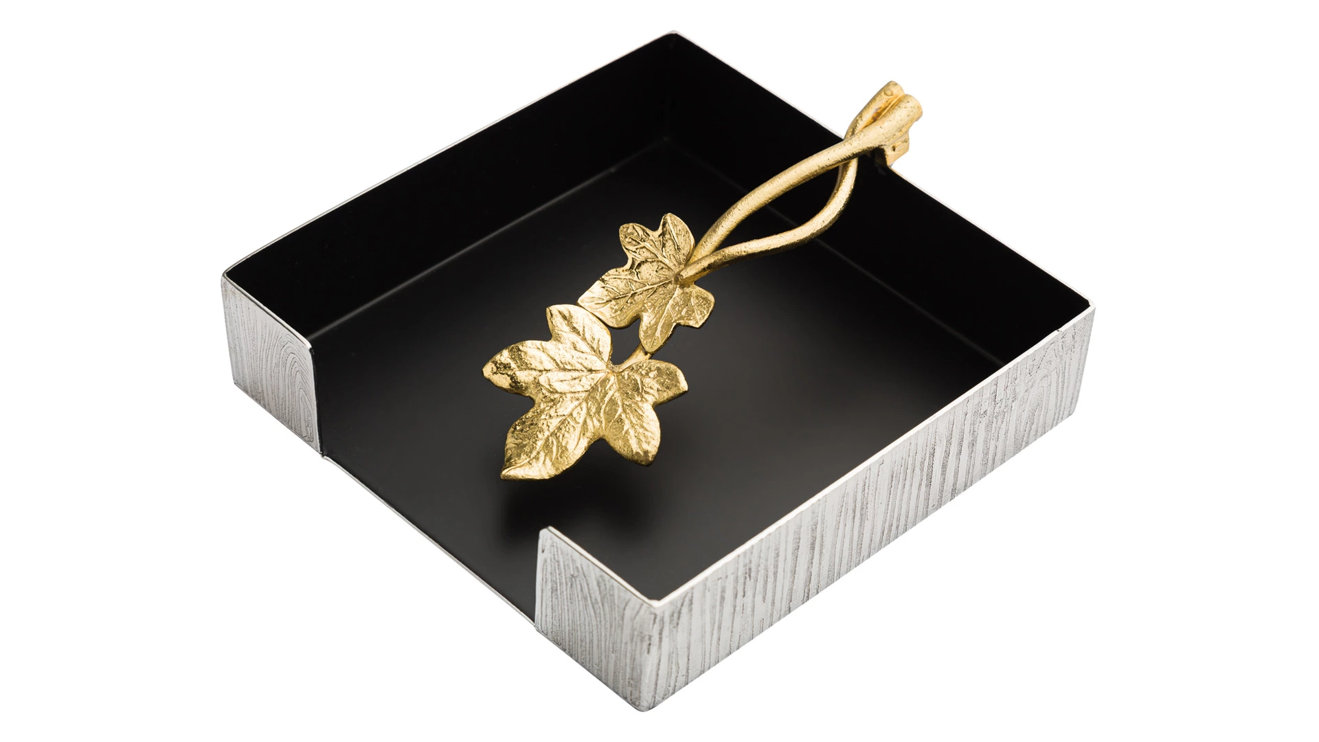 Салфетница Michael Aram Плющ и дуб 13 см, сталь нержавеющая, серебристо-золотистая