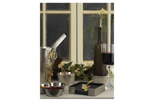 Салфетница Michael Aram Плющ и дуб 13 см, сталь нержавеющая, серебристо-золотистая