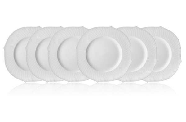 Набор из 6 тарелок десертных Meissen Игра волн, рельеф, белый, 19,5 см