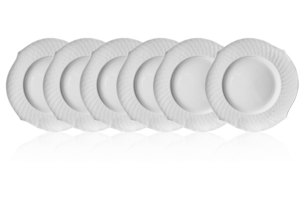 Набор из 6 тарелок обеденных Meissen Игра волн, рельеф, белый, 28,5см
