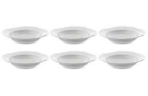 Набор из 6 тарелок суповых Игра волн, рельеф, белый 23,5см